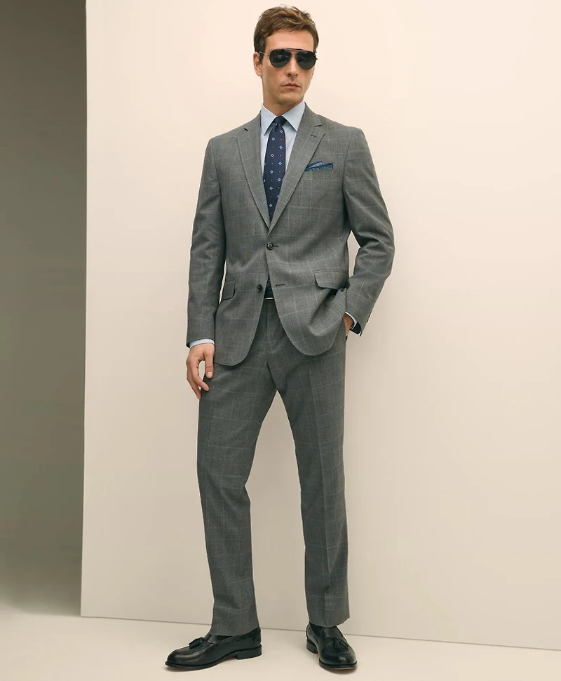 Brooks Brothers Explorer Collection Classic Fit Wool Check Suit Pants