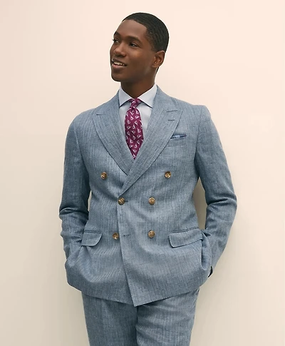 Classic Fit Herringbone Linen Suit Jacket