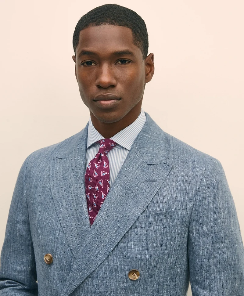 Classic Fit Herringbone Linen Suit Jacket
