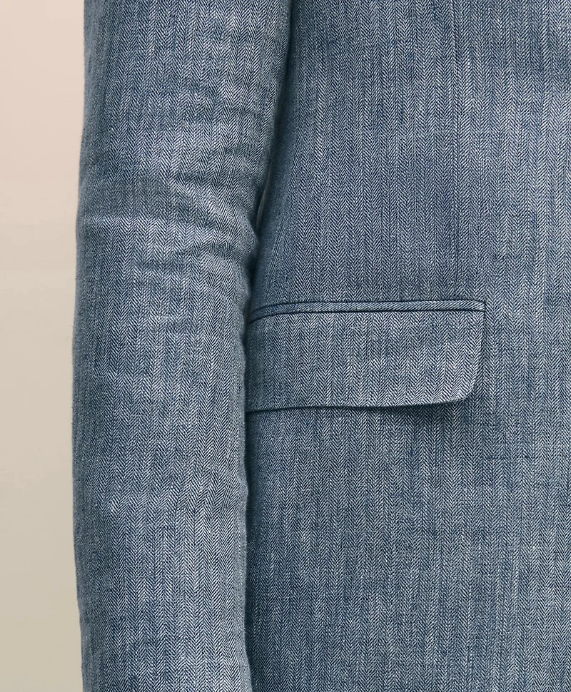 Classic Fit Herringbone Linen Suit Jacket