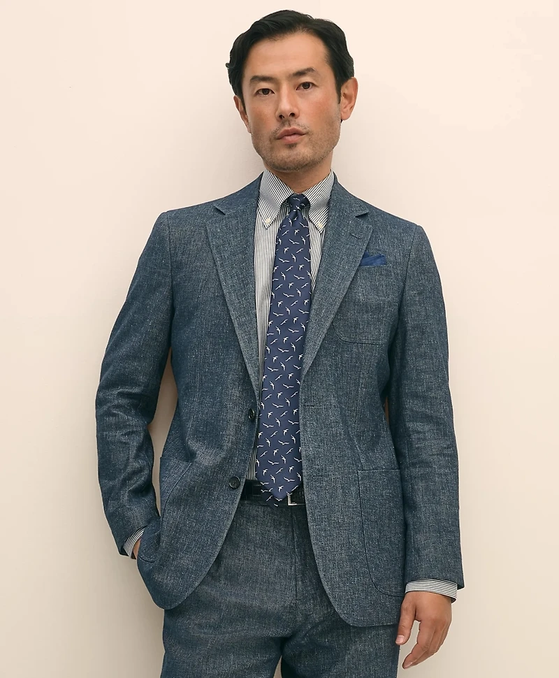 Slim Fit Twill Stretch Cotton-Linen Suit Jacket