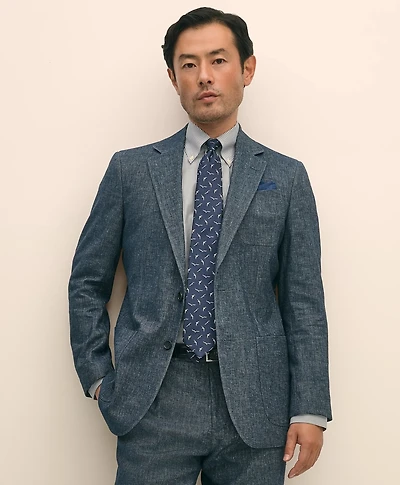 Slim Fit Twill Stretch Cotton-Linen Suit Jacket