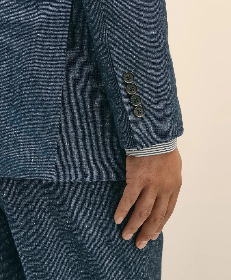Slim Fit Twill Stretch Cotton-Linen Suit Jacket