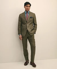 Slim Fit Houndstooth Linen Suit Jacket