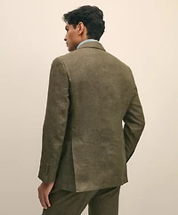 Slim Fit Houndstooth Linen Suit Jacket