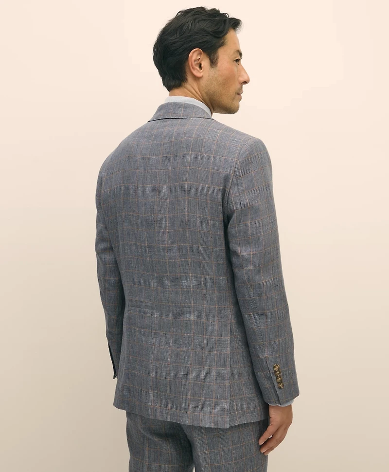 Slim Fit Check Linen Suit Jacket