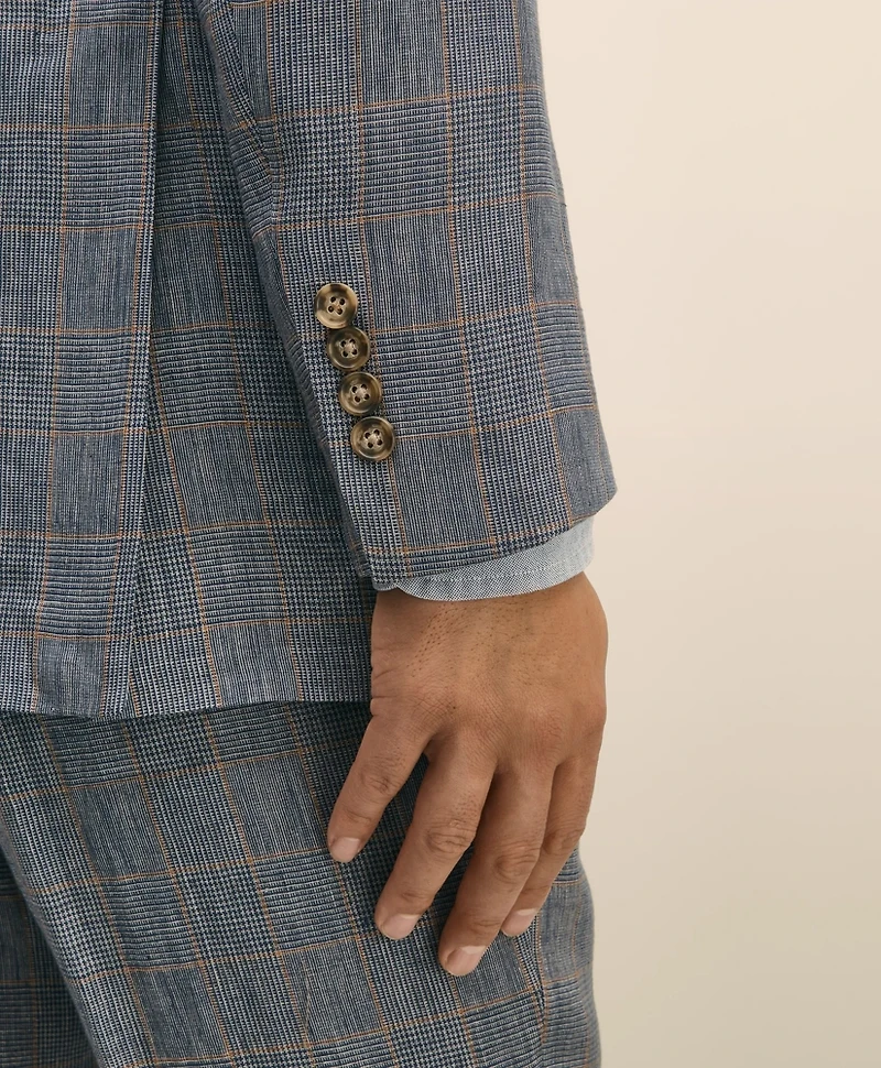 Slim Fit Check Linen Suit Jacket