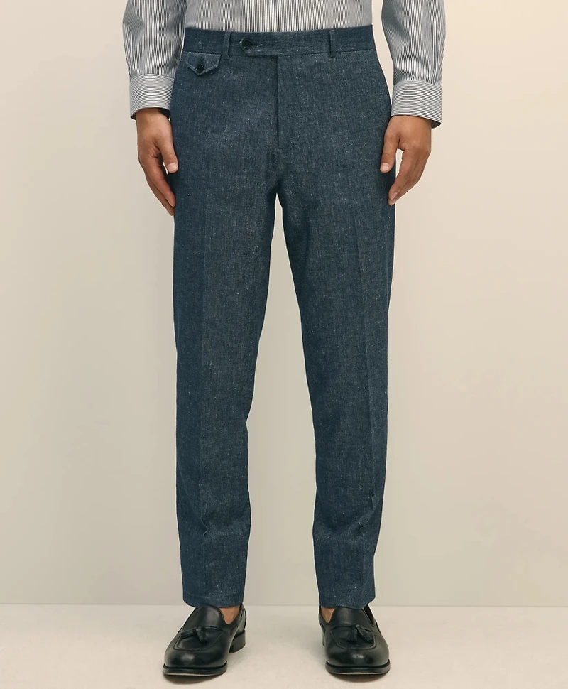 Slim Fit Twill Stretch Cotton-Linen Suit Pants