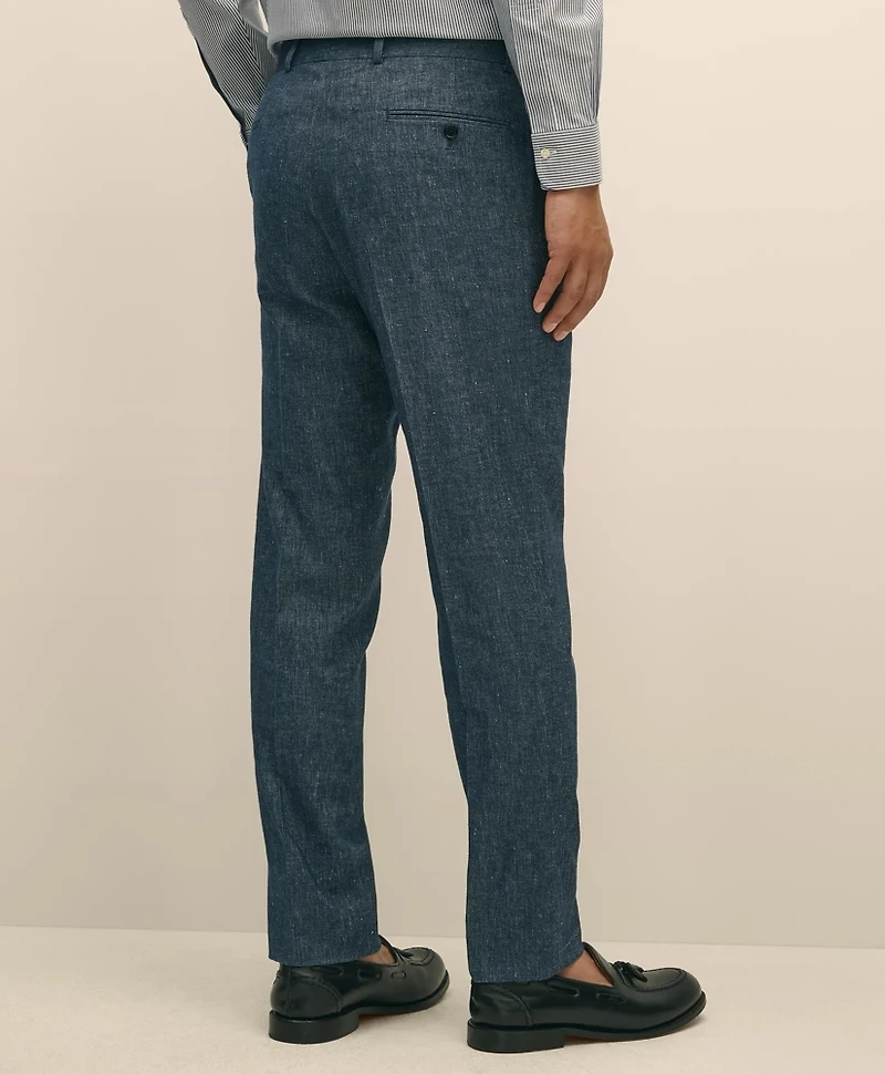 Slim Fit Twill Stretch Cotton-Linen Suit Pants