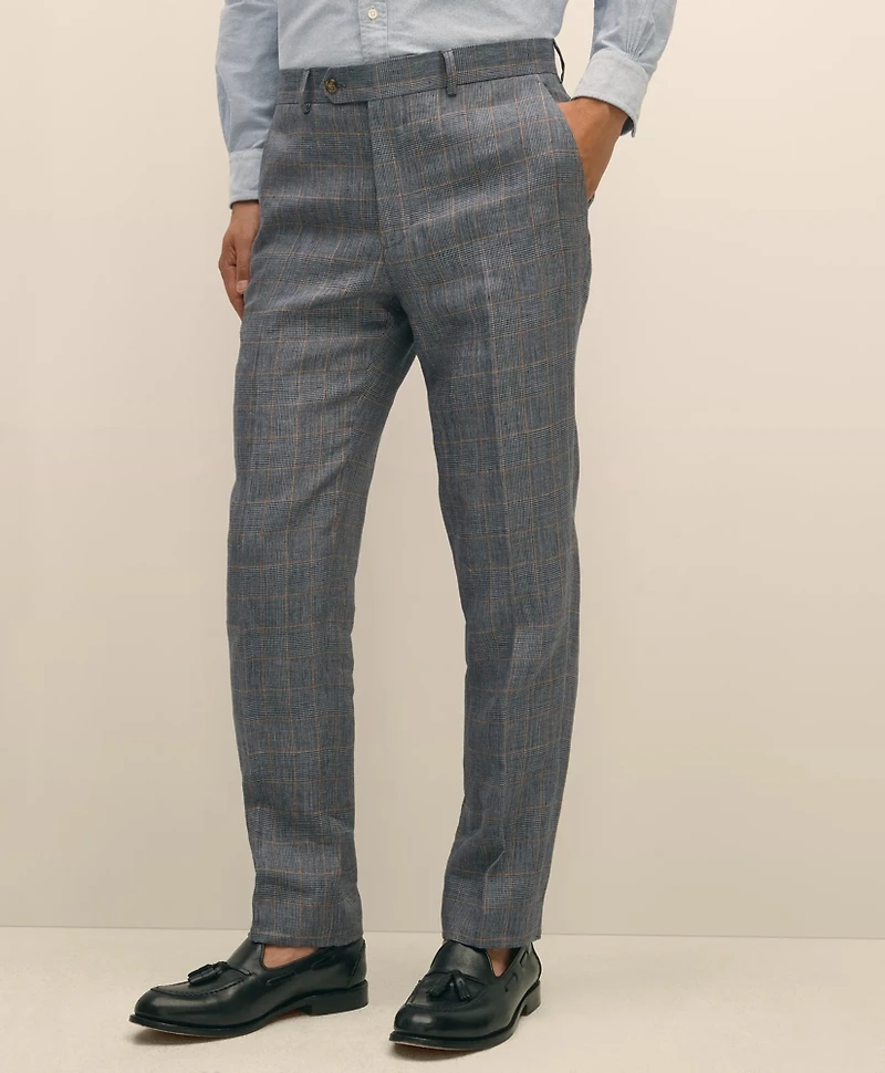 Slim Fit Check Linen Suit Pants