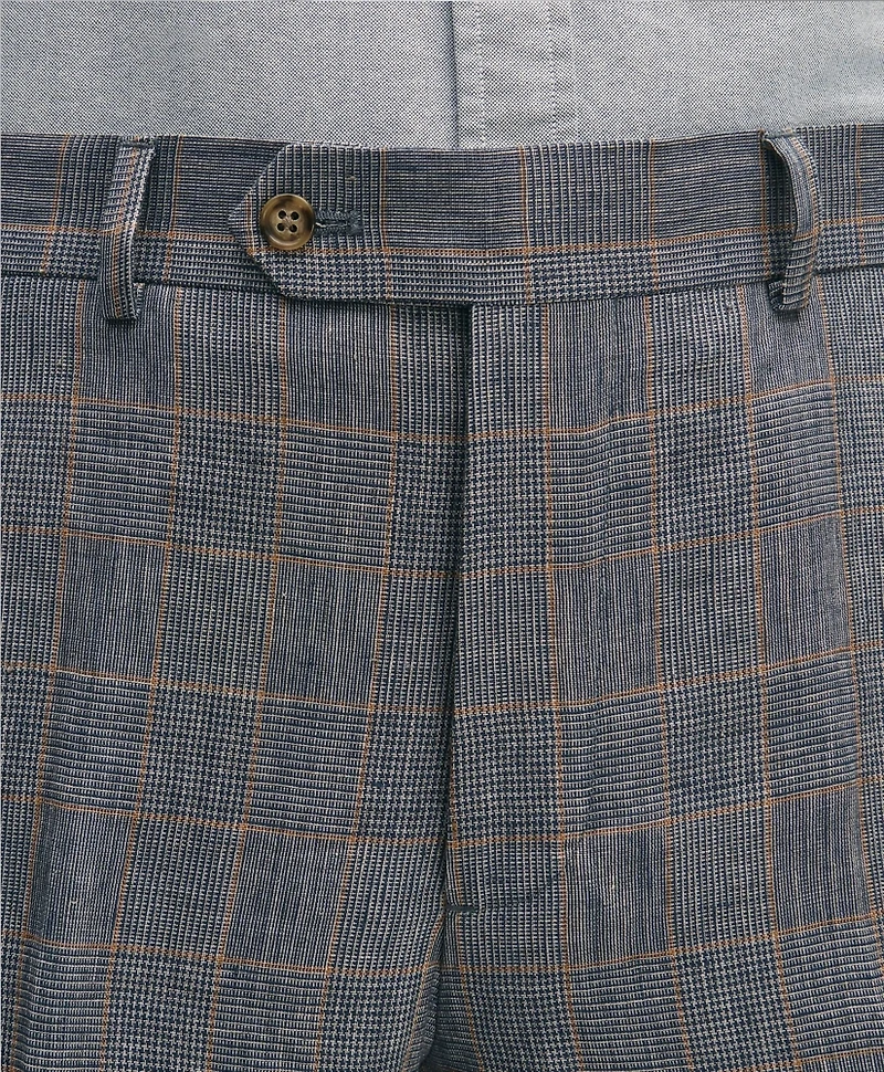 Slim Fit Check Linen Suit Pants