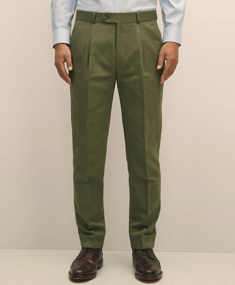 Slim Fit Fine Twill Washed Linen-Cotton Single-Pleat Suit Pants