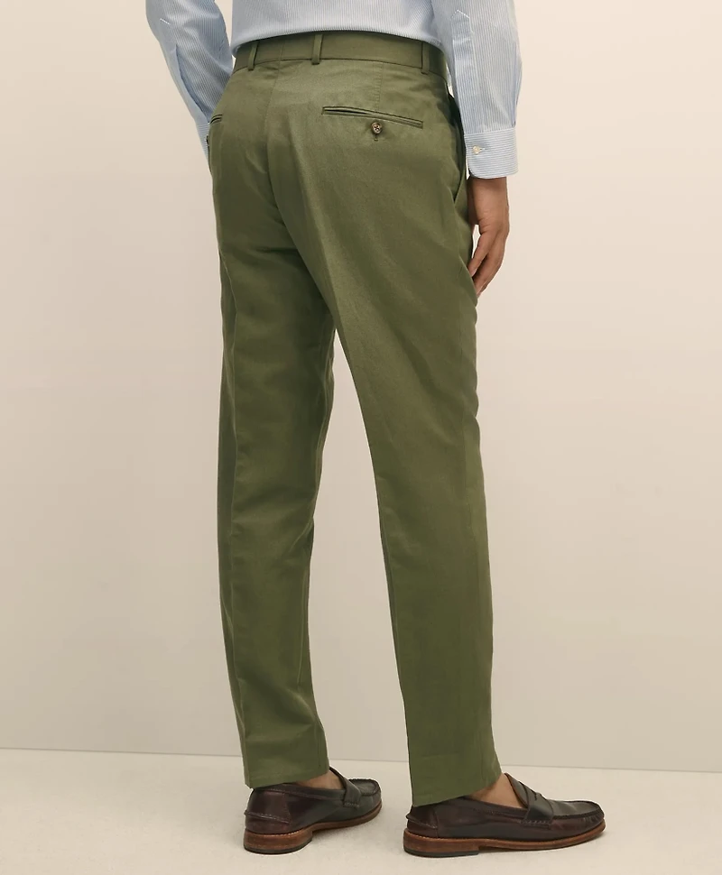 Slim Fit Fine Twill Washed Linen-Cotton Single-Pleat Suit Pants
