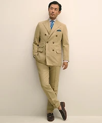 Slim Fit Cotton-Linen Herringbone Single-Pleat Suit Pants