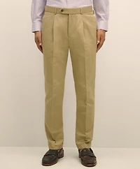 Slim Fit Cotton-Linen Herringbone Single-Pleat Suit Pants