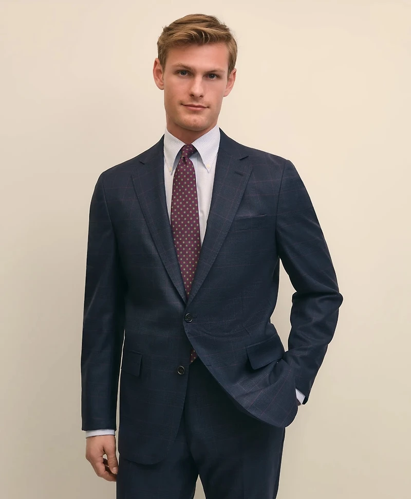 Brooks Brothers Explorer Collection Classic Fit Wool Overcheck Suit Jacket