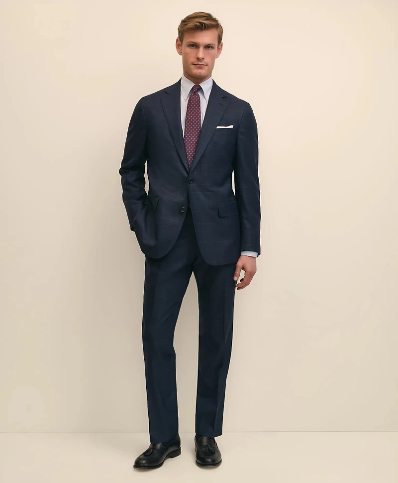 Brooks Brothers Explorer Collection Classic Fit Wool Overcheck Suit Jacket