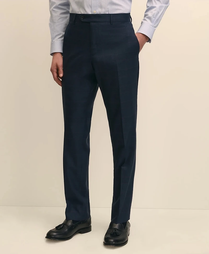 Brooks Brothers Explorer Collection Classic Fit Wool Overcheck Suit Pants