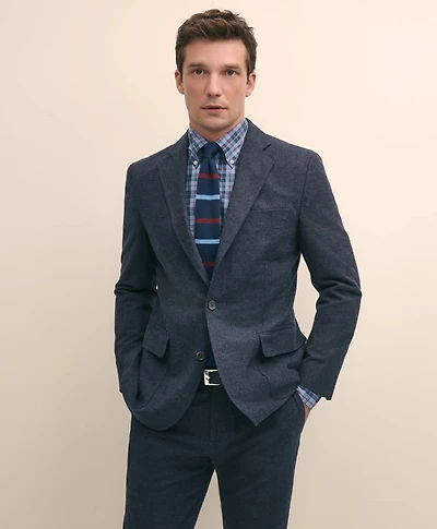 Slim Fit Check Suit Jacket Brushed-Cotton