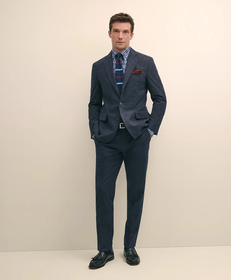 Slim Fit Check Suit Jacket Brushed-Cotton