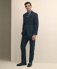 Slim Fit Check Suit Pants Brushed-Cotton