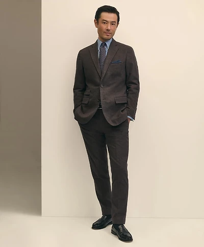Slim Fit Mini-Houndstooth Suit Pants Brushed-Cotton