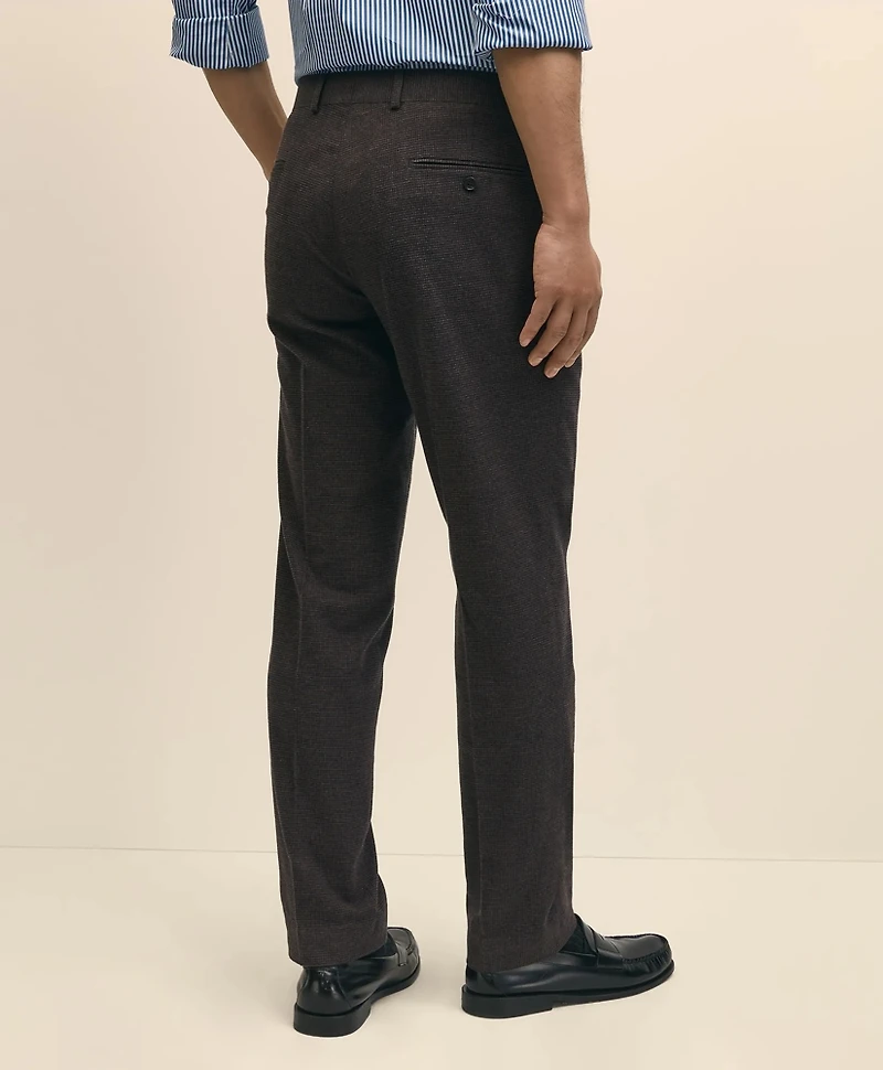 Slim Fit Mini-Houndstooth Suit Pants Brushed-Cotton