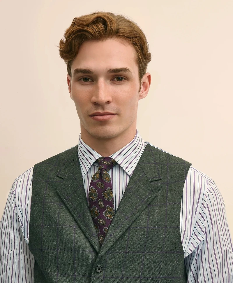 Classic Fit Wool Windowpane Suit Vest