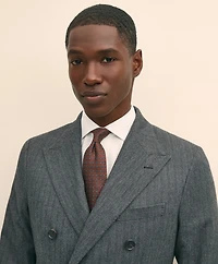 Classic Fit Double-Breasted Cotton Herringbone Suit Jacket