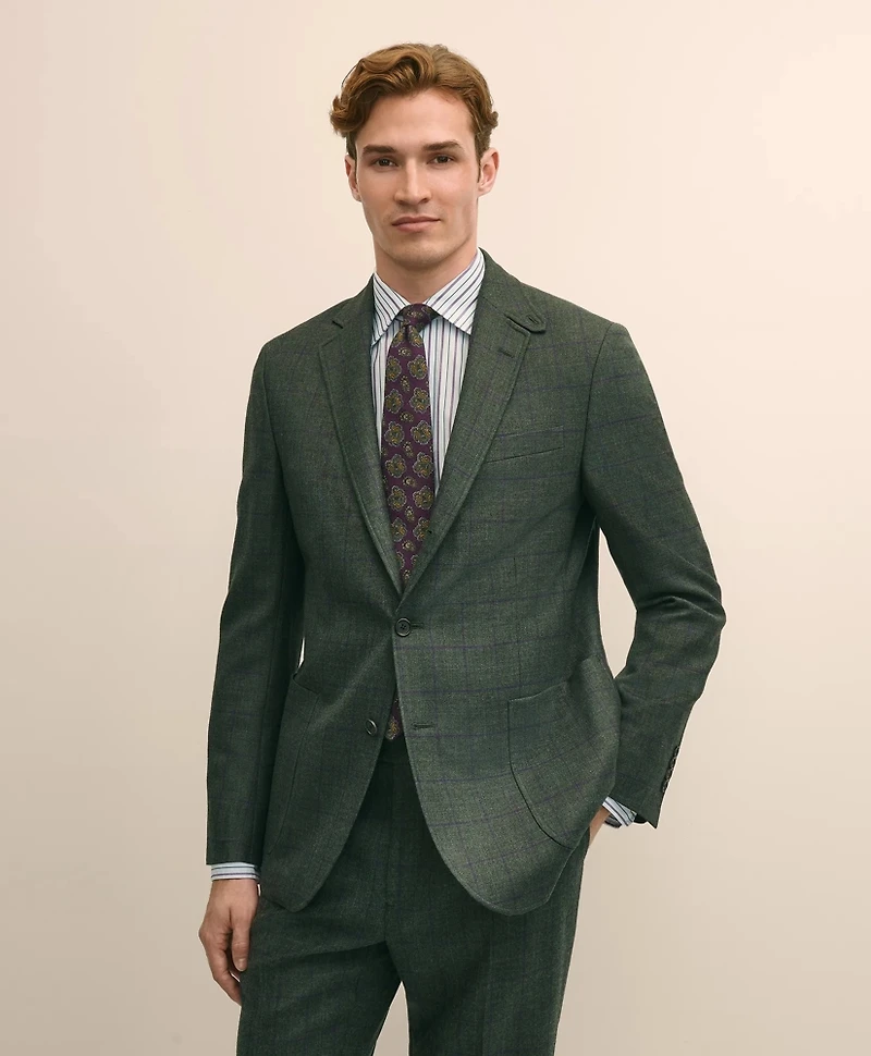 Classic Fit Wool Windowpane Suit Jacket