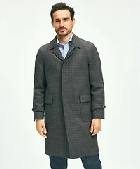 Wool Blend Balmacaan Guncheck Coat