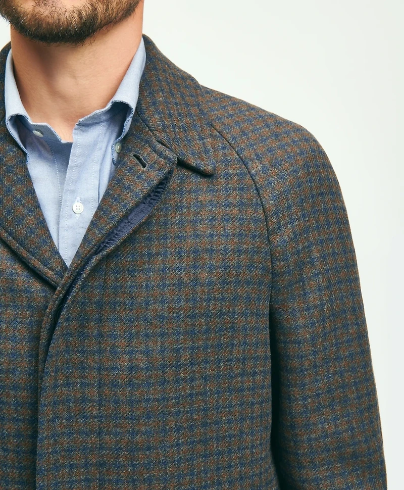 Wool Blend Balmacaan Guncheck Coat