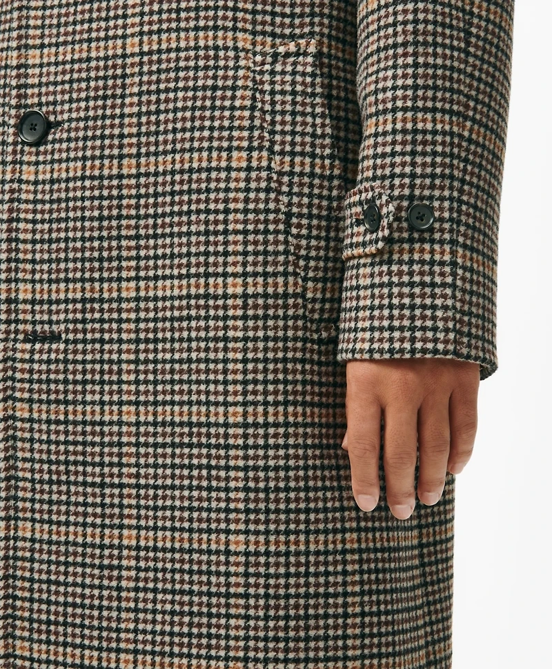 Wool-Blend Balmacaan Checked Coat