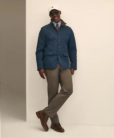 Diamond-Quilted Blazer Cotton Blend