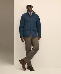 Diamond-Quilted Blazer Cotton Blend