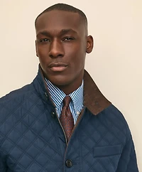 Diamond-Quilted Blazer Cotton Blend