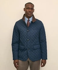 Diamond-Quilted Blazer Cotton Blend