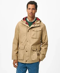 Dry Waxed Cotton Field Jacket with Hood