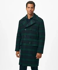 Wool Double-Breasted Black Watch Overcoat