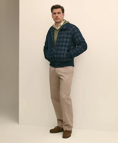 Cotton Bomber Jacket Plaid Corduroy