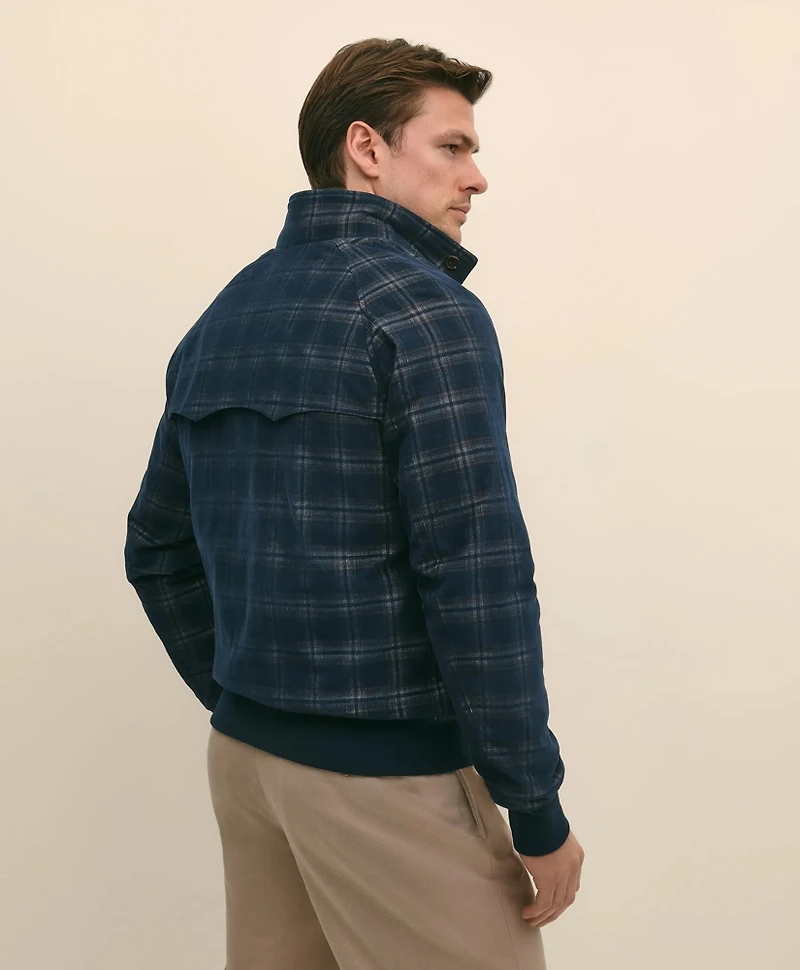 Cotton Bomber Jacket Plaid Corduroy