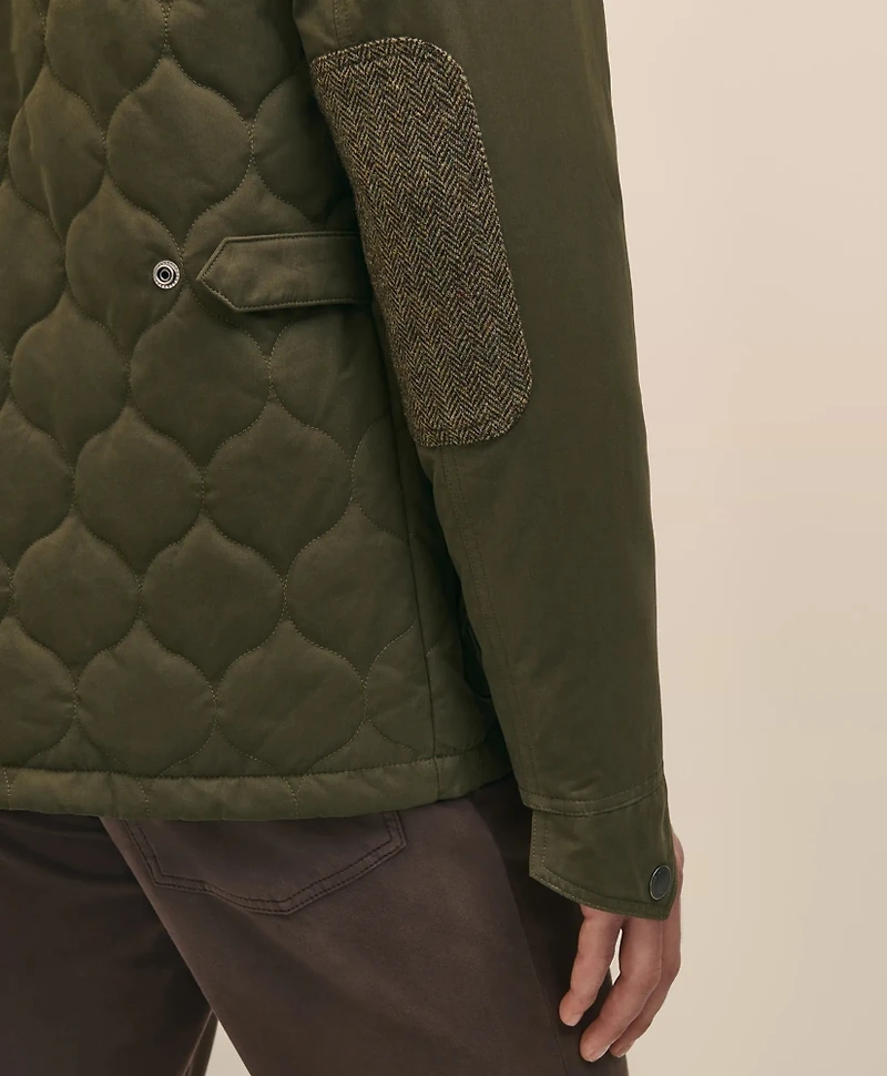 Cotton-Wool Blend Field Jacket With Tweed Accents, Packable Hood