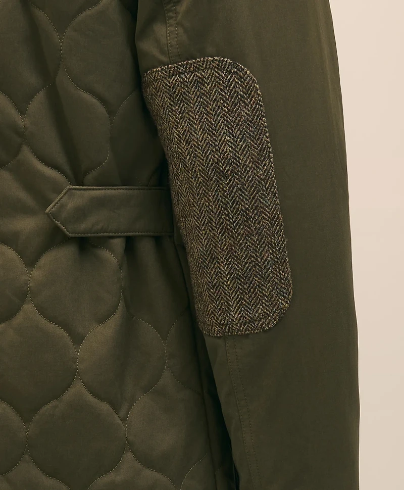 Cotton-Wool Blend Field Jacket With Tweed Accents, Packable Hood