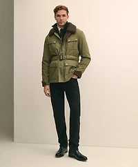 Cotton Field Jacket With Removable Shearling Collar