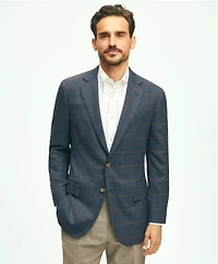 Traditional Fit Stretch Wool Hopsack Windowpane Sport Coat