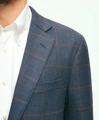 Traditional Fit Stretch Wool Hopsack Windowpane Sport Coat