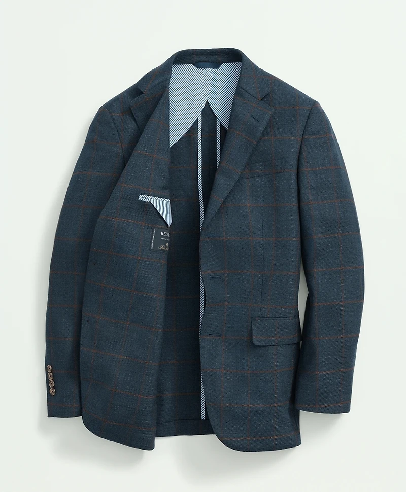 Traditional Fit Stretch Wool Hopsack Windowpane Sport Coat