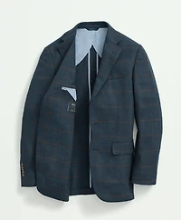 Traditional Fit Stretch Wool Hopsack Windowpane Sport Coat