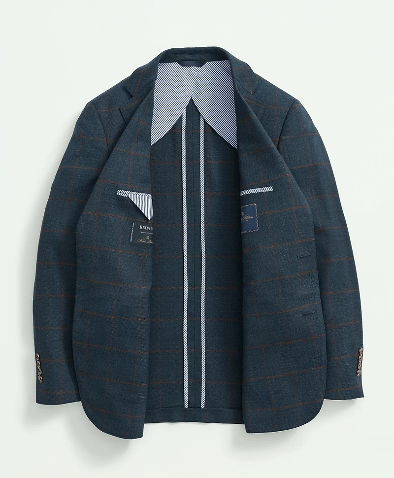 Traditional Fit Stretch Wool Hopsack Windowpane Sport Coat