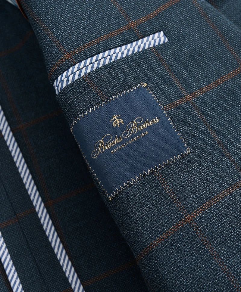 Traditional Fit Stretch Wool Hopsack Windowpane Sport Coat